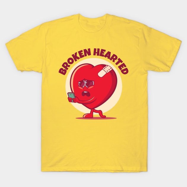 Broken hearted broken heart (on light colors) T-Shirt by Messy Nessie